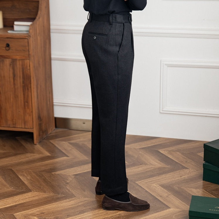 Felix | Wool-Blend Herringbone Trousers