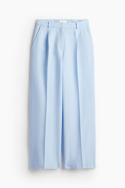 Isabella | Long Linen-Blend Trousers