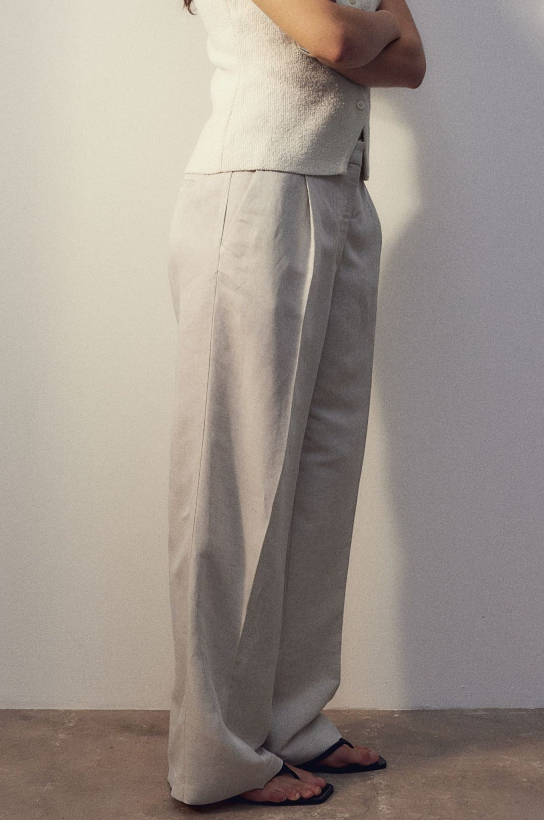 Isabella | Long Linen-Blend Trousers