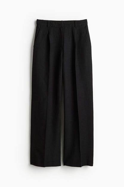 Isabella | Long Linen-Blend Trousers