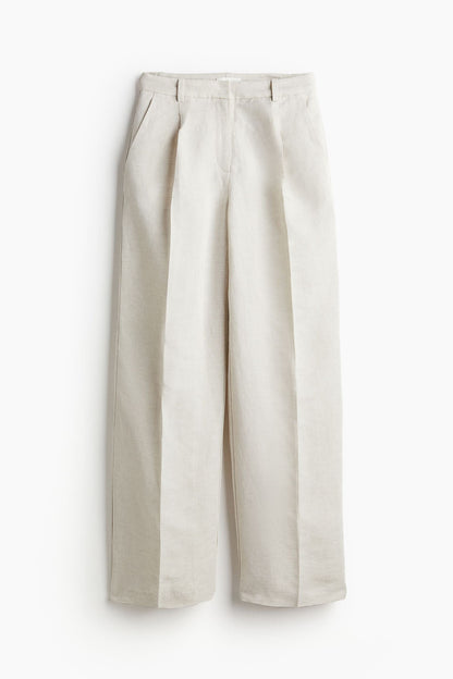 Isabella | Long Linen-Blend Trousers