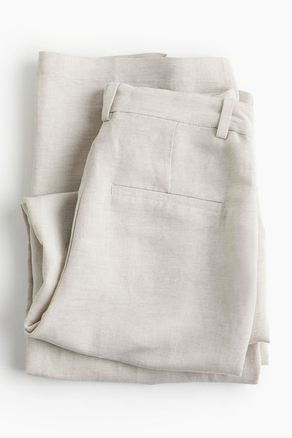 Isabella | Long Linen-Blend Trousers