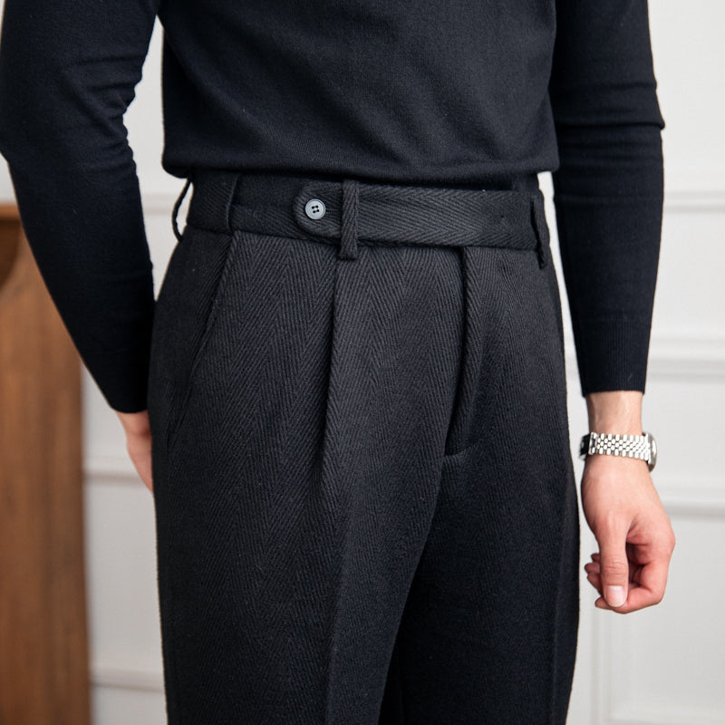 Felix | Wool-Blend Herringbone Trousers